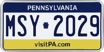 PA license plate MSY2029