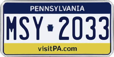 PA license plate MSY2033