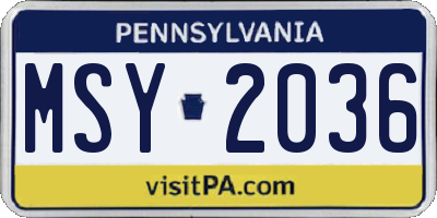 PA license plate MSY2036