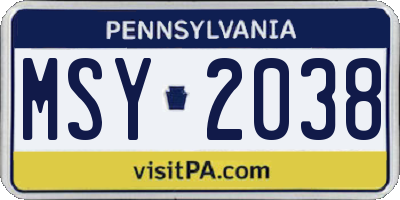 PA license plate MSY2038