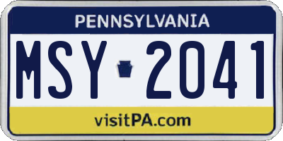 PA license plate MSY2041