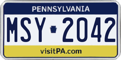 PA license plate MSY2042
