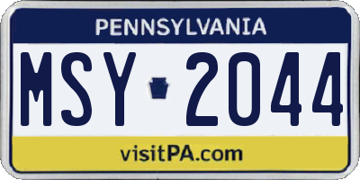 PA license plate MSY2044