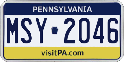PA license plate MSY2046