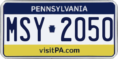 PA license plate MSY2050