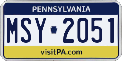 PA license plate MSY2051