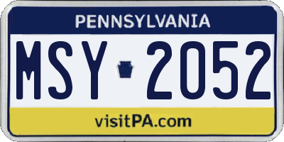 PA license plate MSY2052