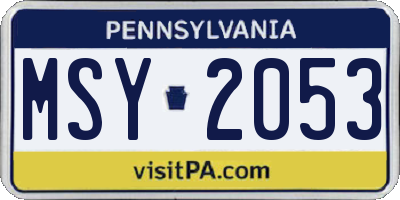 PA license plate MSY2053