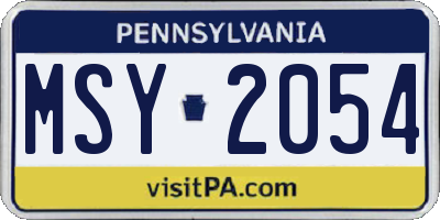 PA license plate MSY2054