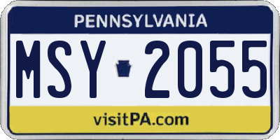 PA license plate MSY2055