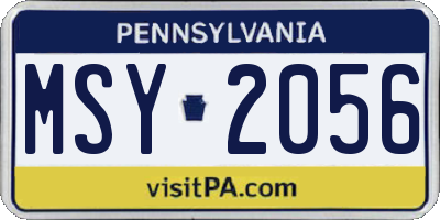 PA license plate MSY2056