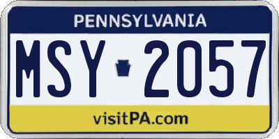 PA license plate MSY2057
