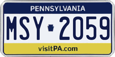 PA license plate MSY2059