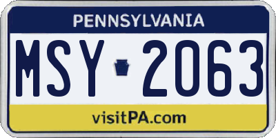 PA license plate MSY2063
