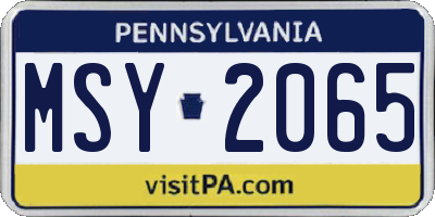PA license plate MSY2065