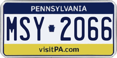 PA license plate MSY2066