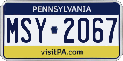 PA license plate MSY2067
