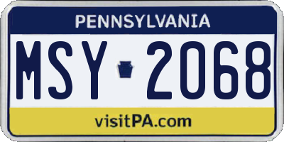 PA license plate MSY2068