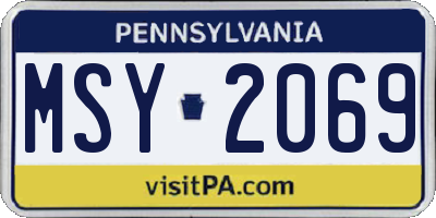 PA license plate MSY2069