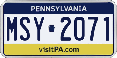 PA license plate MSY2071