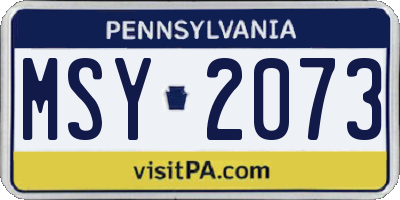 PA license plate MSY2073