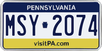 PA license plate MSY2074