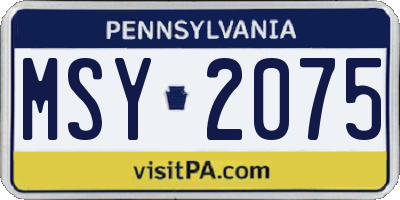 PA license plate MSY2075