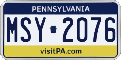 PA license plate MSY2076