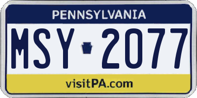 PA license plate MSY2077