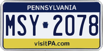 PA license plate MSY2078