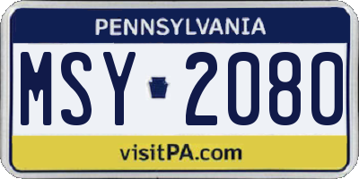 PA license plate MSY2080
