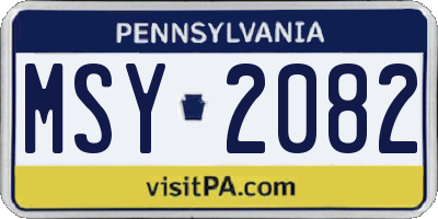 PA license plate MSY2082
