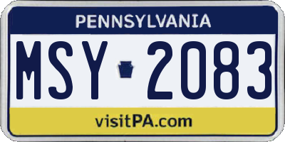 PA license plate MSY2083