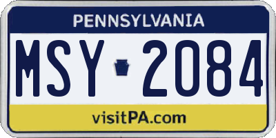 PA license plate MSY2084