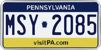 PA license plate MSY2085