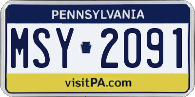 PA license plate MSY2091