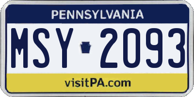 PA license plate MSY2093