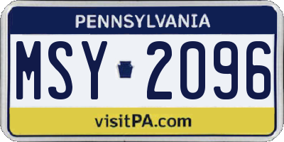 PA license plate MSY2096