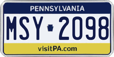 PA license plate MSY2098