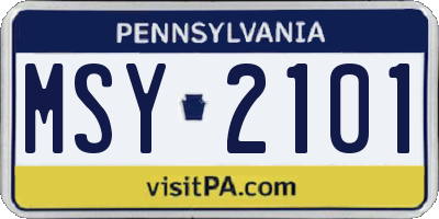 PA license plate MSY2101
