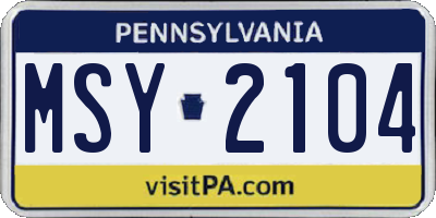 PA license plate MSY2104