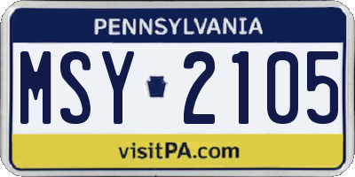 PA license plate MSY2105
