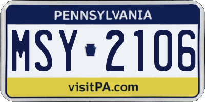 PA license plate MSY2106