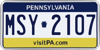 PA license plate MSY2107