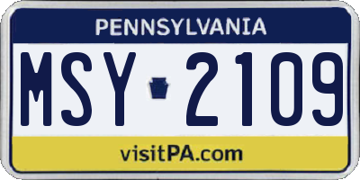 PA license plate MSY2109