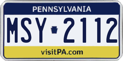 PA license plate MSY2112