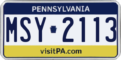 PA license plate MSY2113