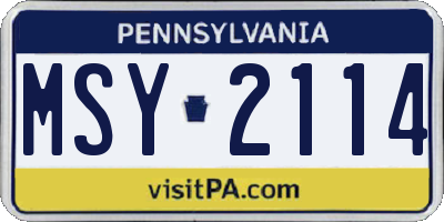 PA license plate MSY2114