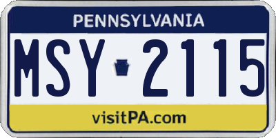 PA license plate MSY2115