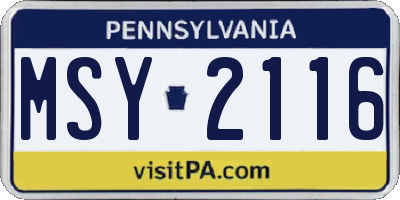 PA license plate MSY2116